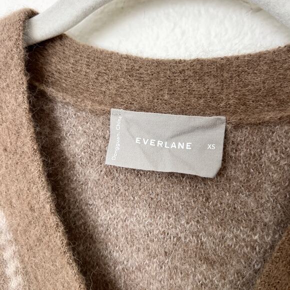 Everlane Size XS Beige Plaid V-Neck Alpaca Wool Blend Cropped Cardigan Sweater - Picture 6 of 12